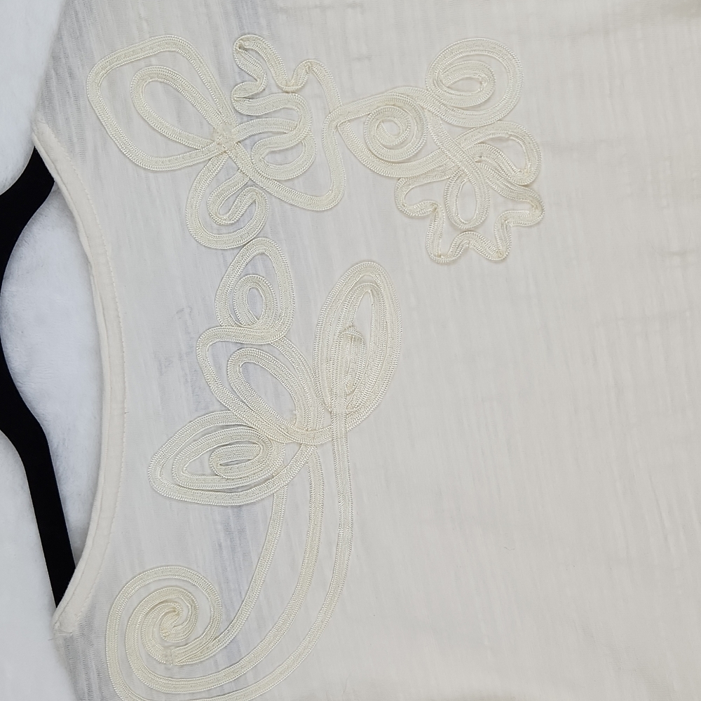 Coral Bay Women's Short Sleeve Top Ivory Size Medium cz108 - Picture 11 of 11